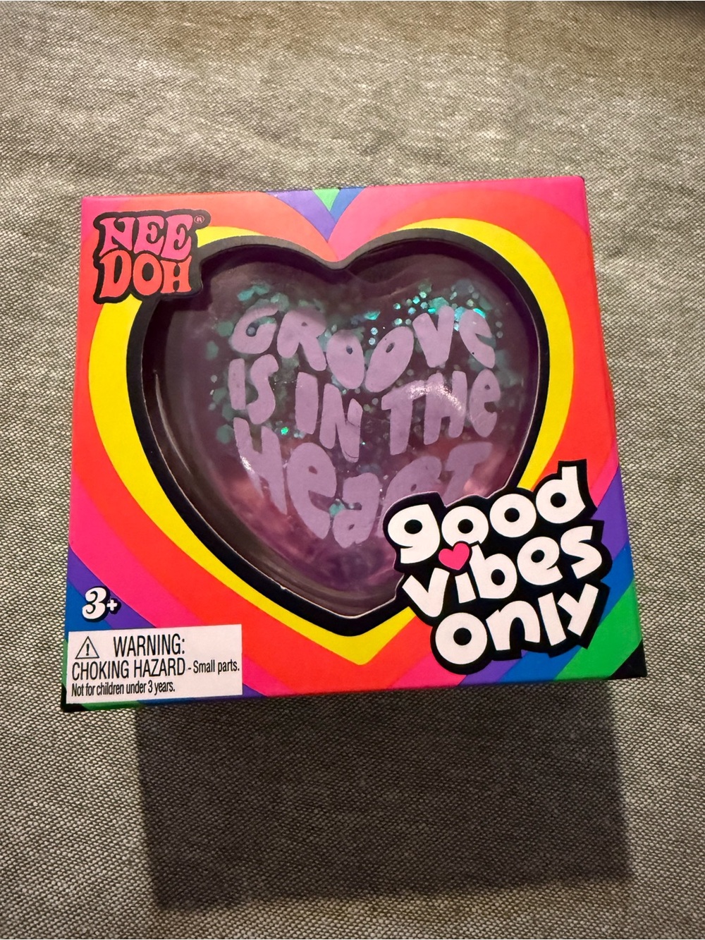NeedDoh Groove is in the Heart, Good Vibes Only Heart Stress Toy - Purple